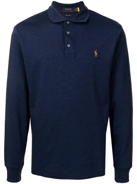 Polo Ralph Lauren logo-embroidered long-sleeve polo shirt Blue 710671785010
