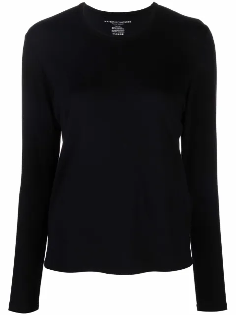 Majestic Filatures finished-edge long-sleeved T-Shirt Black M001FTS509