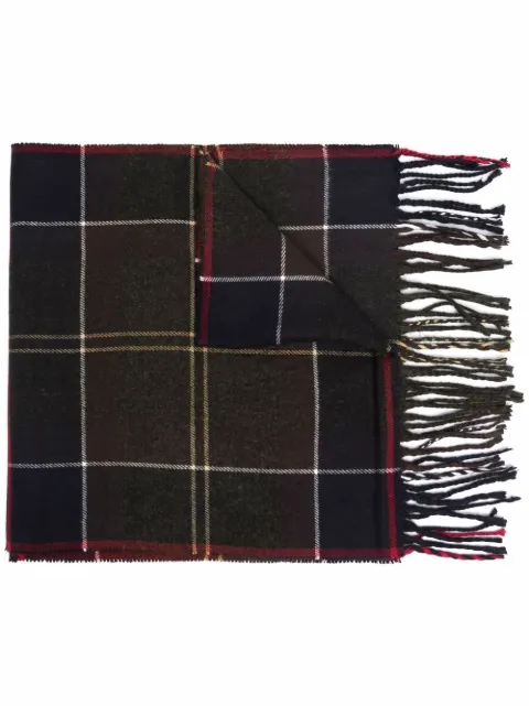 Barbour check-print fringed scarf Blue USC0300TN11