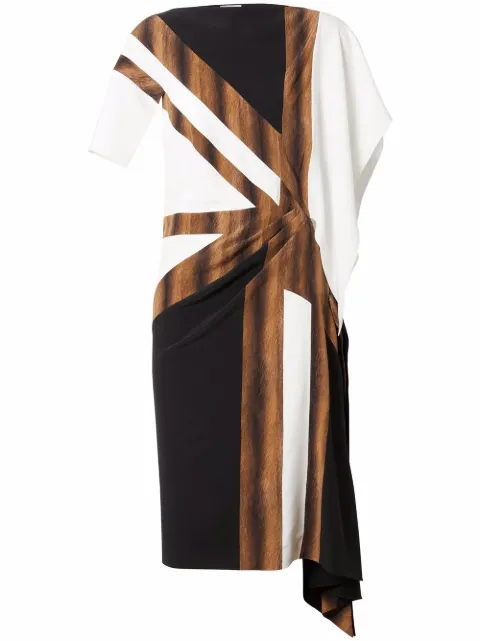 Burberry flag-print silk asymmetric dress Black 8046799