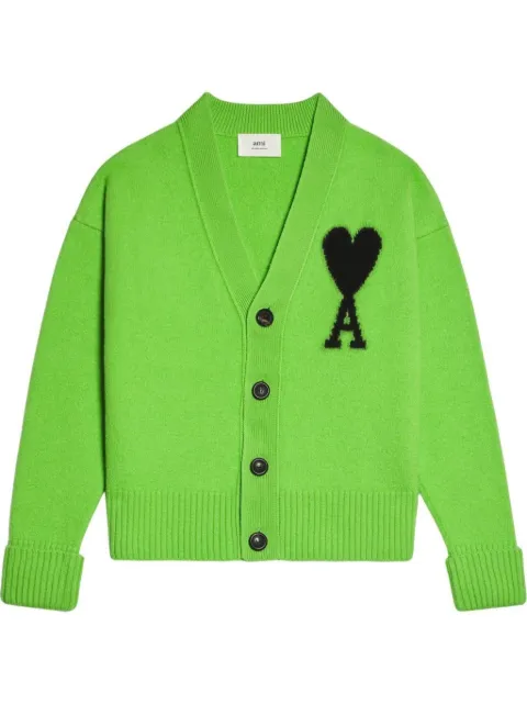 AMI Paris Ami de Coeur wool cardigan Green UKC002018