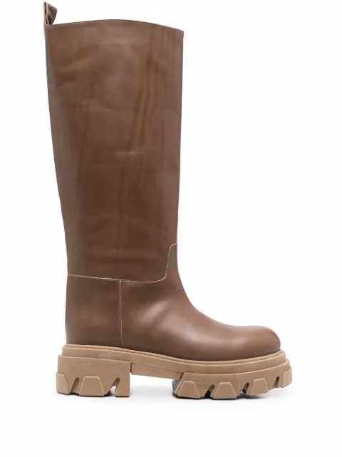 P.A.R.O.S.H. ridged leather boots Brown D060088KOBASHOE