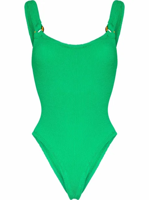 Hunza G Domino crinkle-effect swimsuit Green DOMINOCRINKLE