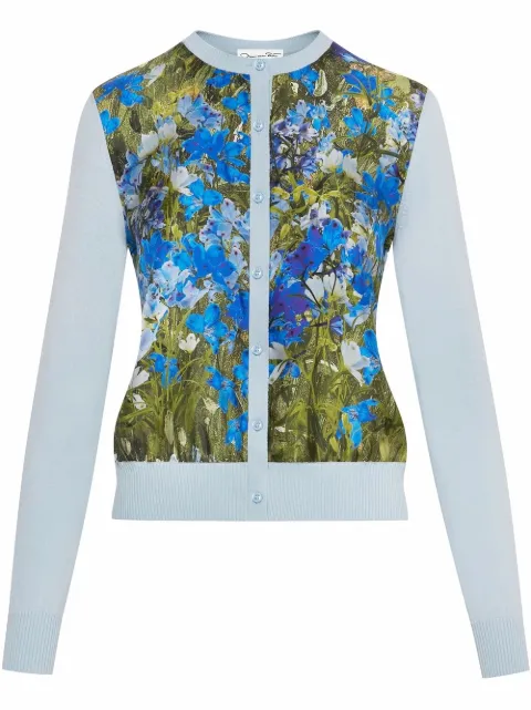 Oscar de la Renta watercolour-print cardigan Blue 22RN155BFFTPM