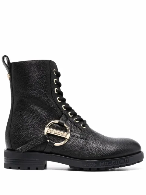 Love Moschino logo-plaque lace-up boots Black JA24144G1DIC0