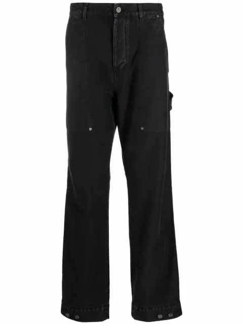 Palm Angels logo-patch straight-leg trousers Black PMCA099F21FAB0011010