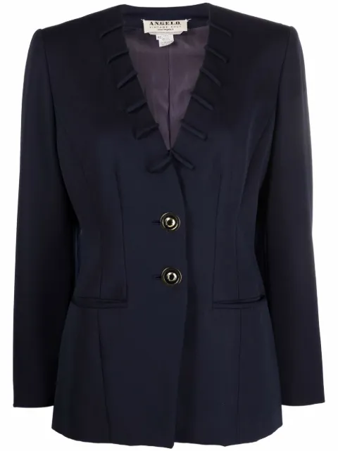 Beatrice Di Borbone Vintage 1980s lace-up detailing V-neck blazer Blue ANGL290