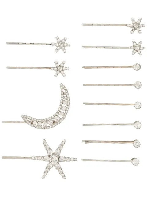 Jennifer Behr set of 12 Supernova crystal-embellished hairclips Silver 50ID2