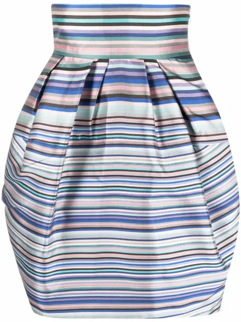 Christian Dior Pre-Owned 2010s striped high-waisted silk skirt Blue DIO141PT
