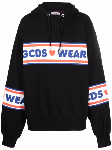 GCDS logo-print cotton hoodie Black CC94M021505
