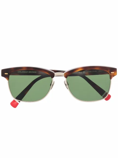 Orlebar Brown tortoiseshell rectangle frame sunglasses Gold 274136