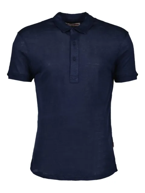 Orlebar Brown short-sleeved linen polo shirt Blue 274219