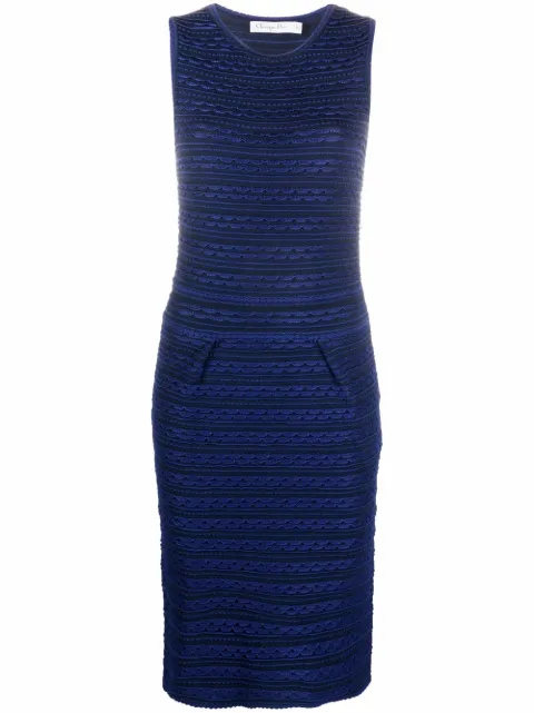 Christian Dior Pre-Owned 2010s scalloped effect knitted dress Blue DIO124PT