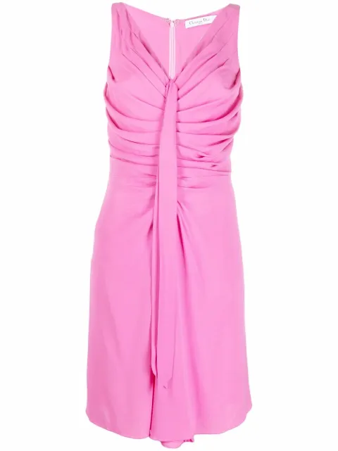 Christian Dior Pre-Owned 2010s draped front sleeveless dress Pink HOLADIO148