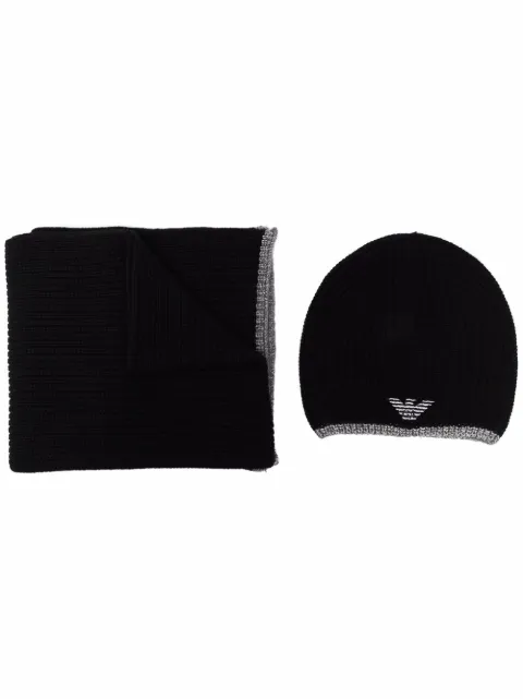 Emporio Armani embroidered logo scarf Black 628004CC984