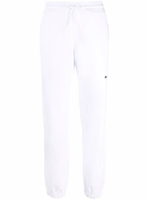MSGM logo-print cotton track pants White 2000MDP500200001