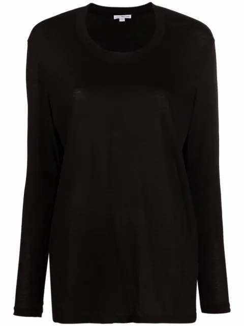 James Perse long-sleeved cotton jersey T-shirt Black WKJ3637