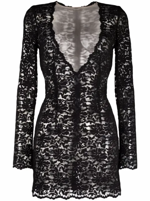Dolce & Gabbana mini lace dress Black F6L0WTFLM9B