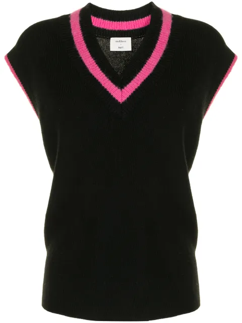Onefifteen contrast-border knitted vest Black CA1097