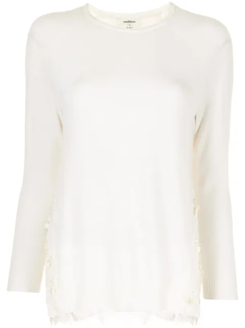 Onefifteen floral lace-detail wool-blend top White CA1103