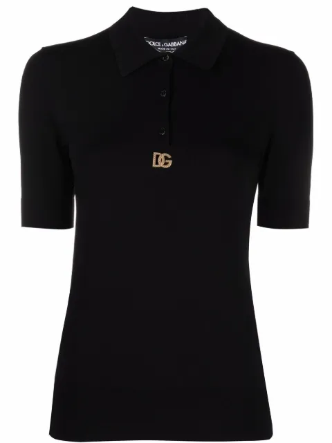 Dolce & Gabbana logo-plaque short-sleeved polo top Black FX253ZJCMF5