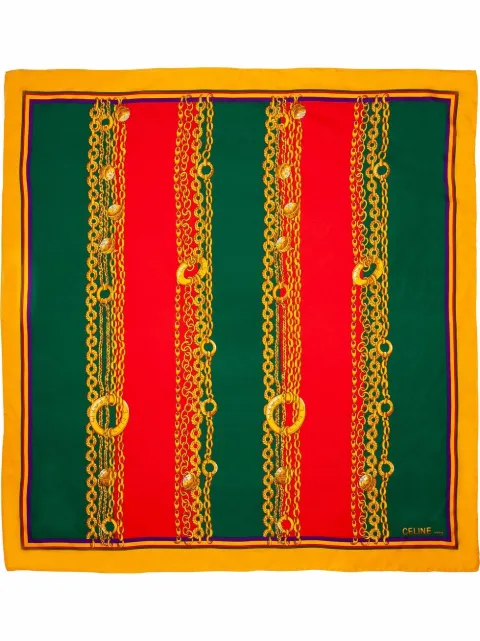 Celine Pre-Owned 1980s pre-owned chain-link print scarf Green MI000430
