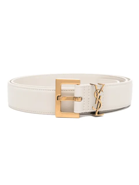 Saint Laurent Cassandre leather belt Neutrals 634437BOO0W