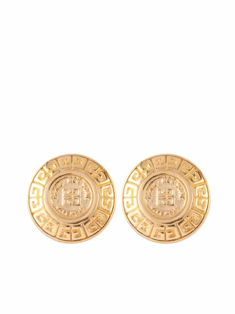 Givenchy Pre-Owned 1980s 4G logo-embossed clip-on earrings Gold ER019212