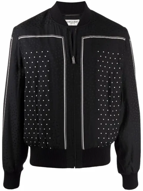 Saint Laurent polka-dot pattern bomber jacket Black 663529Y2D71