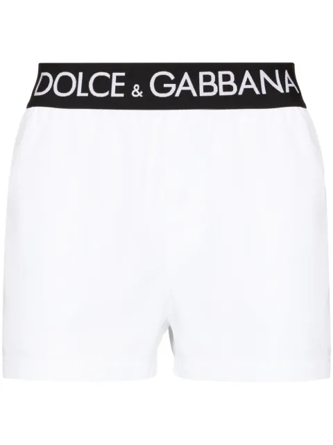 Dolce & Gabbana logo-waistband swim shorts White M4B44TFUSFW