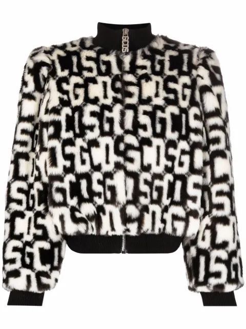 GCDS monogram-pattern bomber jacket White FW22W040001
