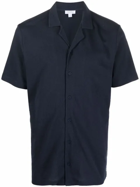 Sunspel button-up polo shirt Blue MSHT2046BUAA