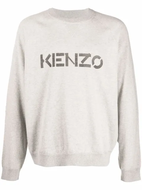 Kenzo logo crew neck jumper Grey FB65PU6333LB