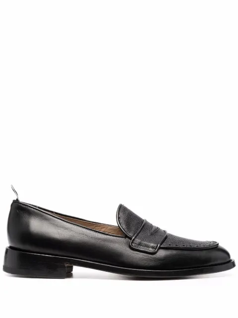 Thom Browne vitello calf leather sole Varsity penny loafers Black MFL076A05584