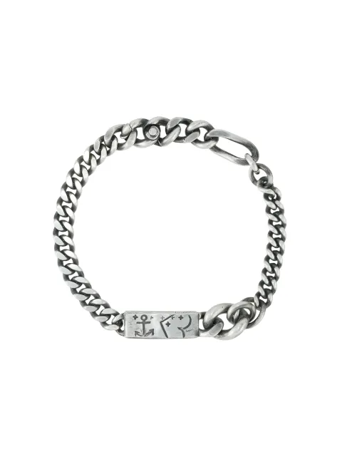 WERKSTATT:MÜNCHEN engraved-tag chain bracelet Silver M2481