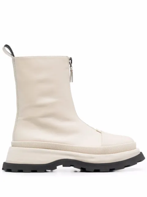 Jil Sander leather front-zip ankle boots Neutrals JS37071A14063