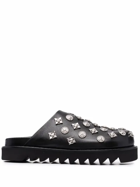 Toga Pulla silver-stud embellished leather mules Black FTGPW115109005