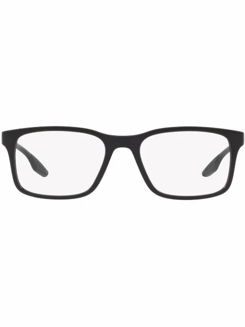 Prada Eyewear logo-arm rectangular glasses Black SPS01LV1BO1O1