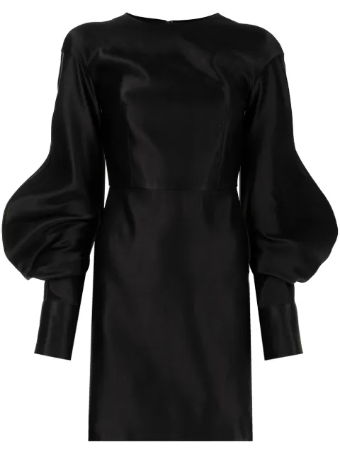 TOM FORD puff-sleeve duchess-silk minidress Black AB3028FAX671