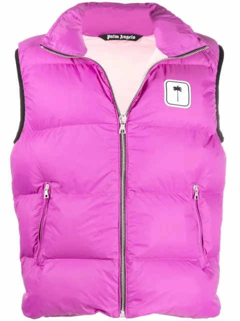 Palm Angels logo-patch padded gilet Pink PMEA171F21FAB0013201