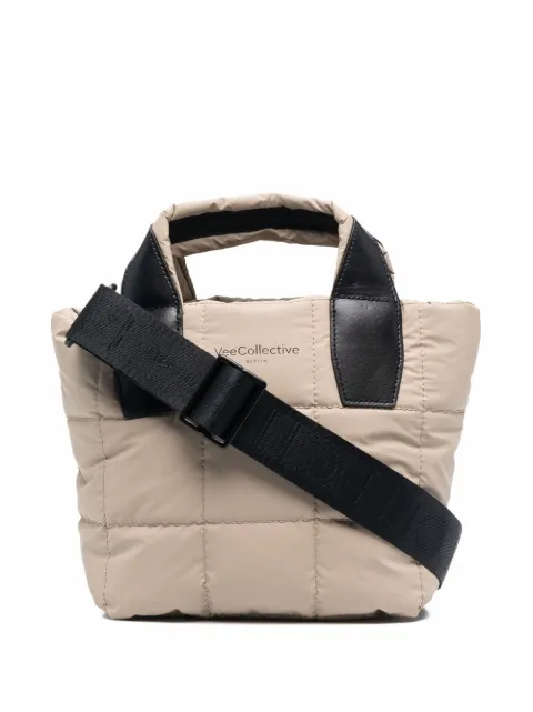 VeeCollective quilted logo-detail tote bag Neutrals 115200349