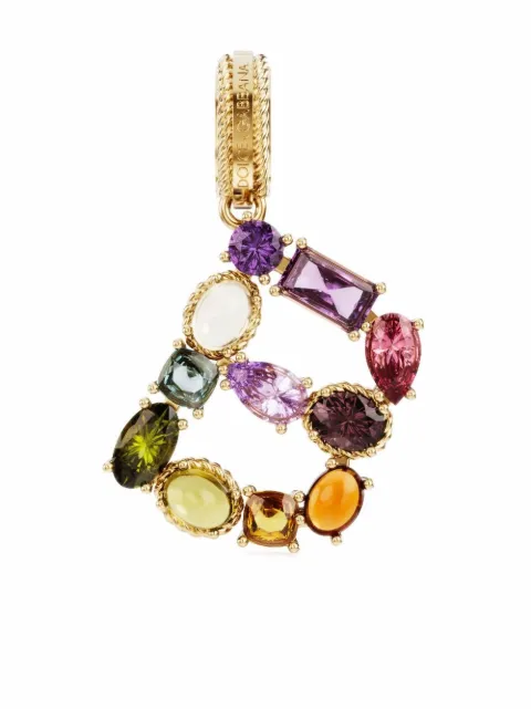 Dolce & Gabbana Rainbow Alphabet B 18kt yellow gold multi-stone pendant Gold WANR2GWMIXB
