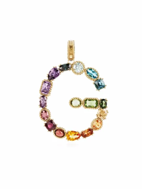 Dolce & Gabbana 18kt yellow gold G letter gemstone pendant Gold WANR1GWMIXG