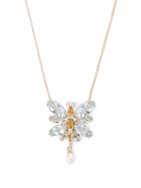 Dolce & Gabbana 18K yellow gold Butterfly aquamarine necklace Gold WAJI1GWAQ01