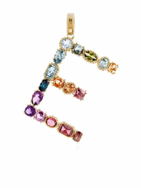 Dolce & Gabbana 18kt yellow gold E letter gemstone pendant Gold WANR1GWMIXE