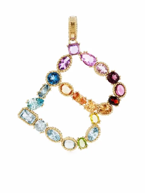 Dolce & Gabbana Rainbow Alphabet B 18kt yellow gold multi-stone pendant Gold WANR1GWMIXB