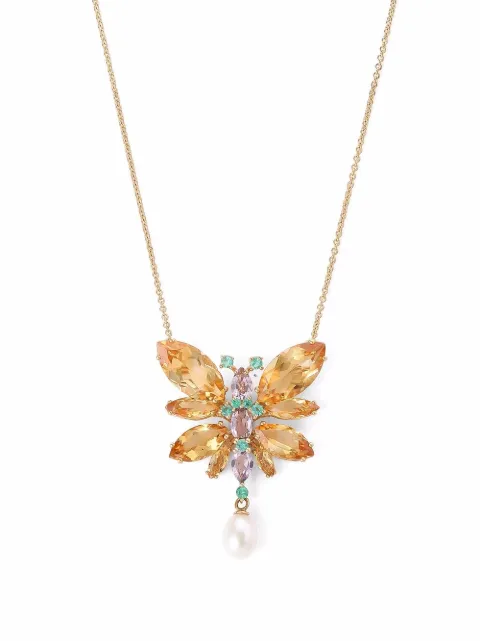 Dolce & Gabbana 18K yellow gold Butterfly citrine necklace Gold WAJI1GWQC01