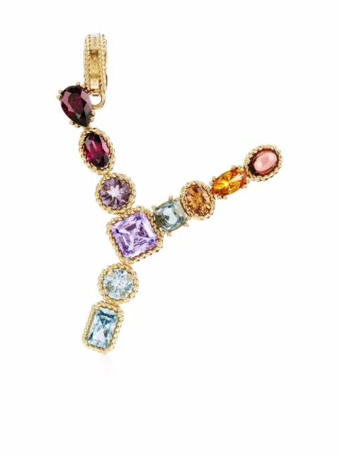 Dolce & Gabbana Rainbow Alphabet Y 18K yellow gold multi-stone pendant Gold WANR1GWMIXY