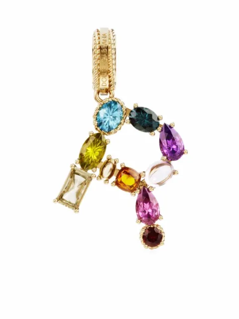 Dolce & Gabbana 18K yellow gold Rainbow Alphabet R multi-stone pendant Gold WANR2GWMIXR