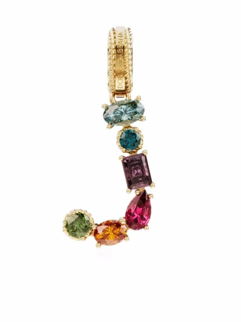 Dolce & Gabbana Rainbow Alphabet J 18K yellow gold multi-stone pendant Gold WANR2GWMIXJ